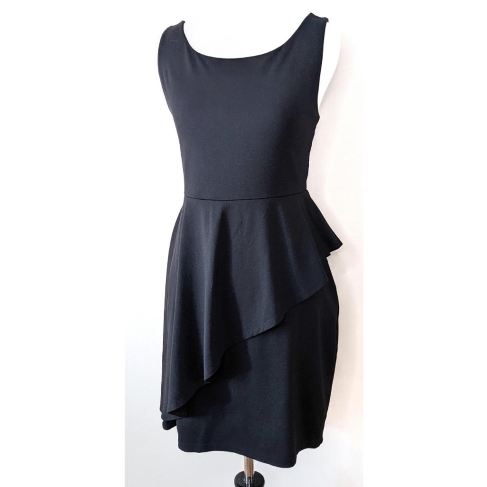 Susana Monaco Asymmetrical Overlay Drape Dress Black Medium - Picture 3 of 12